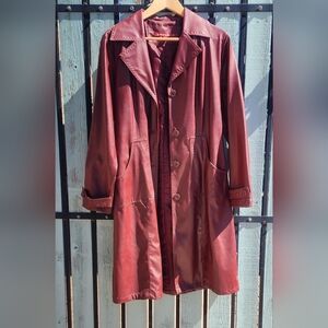 Vintage Wine Red Womens Medium Trench Coat ( No Belt )